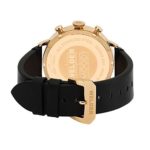 Welder Moody Black Leather Dual Time Rose Gold-Tone Watch with Date 42mm