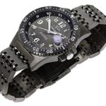 Xezo Air Commando Japanese-Automatic Diver’s Pilots Gun-Metal Watch. Ruthenium Sunburst Dial. 2nd Time Zone. 300 M WR