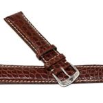 Jacques Lemans 21MM Brown Genuine Alligator Leather Watch Strap Band with Silver Tone Stainless Steel JL Buckle