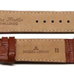 Jacques Lemans 22MM Alligator Grain Genuine Leather Watch Strap 8 Inches Brick Brown, Silver JL Buckle