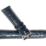 Jacques Lemans 23MM Dark Blue Genuine Alligator Leather Skin Watch Strap Band 7.5 Inches with Silver Stainless Steel JL Buckle