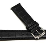 Jacques Lemans 22MM Alligator Grain Genuine Leather Watch Strap 8 Inches Black with Silver JL Initial Buckle