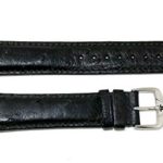 Jacques Lemans 21MM Black Genuine Ostrich Leather Watch Strap Band with Silver Tone Stainless Steel JL Buckle