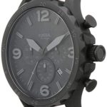 Fossil Men’s Nate Quartz Leather Chronograph Watch, Color: Black, Black (Model: JR1354)
