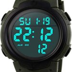 MJSCPHBJK Mens Digital Sports Watch, Waterproof LED Screen Large Face Military Watches and Heavy Duty Electronic Simple Army Watch with Alarm, Stopwatch, Luminous Night Light – Black