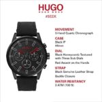 HUGO by Hugo Boss Men’s #Seek Stainless Steel Quartz Watch with Leather Calfskin Strap, Black, 22 (Model: 1530149)