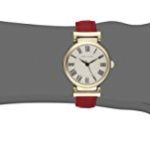 Anne Klein Women’s AK/2246CRRD Gold-Tone and Red Leather Strap Watch