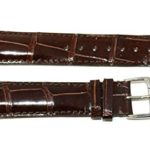 Jacques Lemans 21MM Shiny Brown Genuine Alligator Leather Watch Strap Band with Silver Tone Stainless Steel JL Buckle