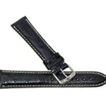Jacques Lemans 21MM Black Genuine Ostrich Leather Skin Watch Strap Band with Silver Stainless Steel JL Buckle