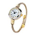 2Tone Gold Silver Cable Band Ladies Bangle Cuff Watch