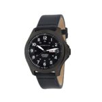 Momentum Men’s Smokejumper Field Watch – Black Dial | Water Resistant, Screw Crown, Black-Ion Plated Titanium, Leather Strap, No Scratch Sapphire Crystal | Easy to Read Face