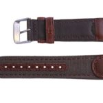18mm Brown Genuine Oil Tan Leather & Canvas Hadley Roma Watch Band Strap MS868