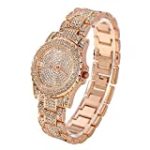 Huntmic Quartz Watch with Gold Plated Stainless Steel Strap, Rose (Model: 1)