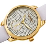 Akribos XXIV Women’s Watch – Sparkling Glitter Dots with Sub-Second Subdial – Smooth Leather Strap – AK1089 (White)