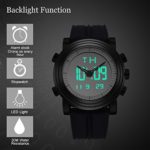 SINOBI Mens Analog Digital Sport Watches Electronic Wrist Watch with Alarm Stopwatch LED Backlight and Rubber Strap (Black)