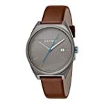 ESPRIT Men’s Stainless Steel Quartz Watch with Leather Strap, Brown, 22 (Model: ES1G056L0035)