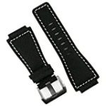 B & R Bands Black Carbon Fiber Style White Stitch Bell & Ross BR01 BR03 Watch Band Strap – Large Length
