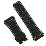 Black Carbon Fiber Style with White-Stitch Watchband for Bell & Ross Dive Watch BR02 Long