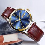 Men’s Sport Quartz Watch Roman Numeral Fashion Analog Luminous Wristwatch with Calendar Date,Waterproof 30M Water Resistant Comfortable Leather Watches Brown