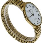 Ladies Large Number Face Stretch Band Watch Gold 1262G