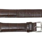 Jacques Lemans 20MM Genuine Alligator Leather Skin Watch Strap Band Brown with Silver Tone JL Stainless Steel Buckle