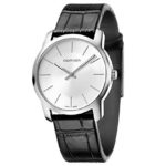 Calvin Klein Men’s Stainless Steel Quartz Watch with Leather Strap, Black (Model: K2G221C6)