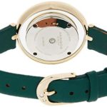 Akribos XXIV Women’s Leather Watch – Swarovski Crystal Accent Lugs, Double Gold Tone Bezel, Glossy Mother of Pear Dial, Green Band – AK1060GN