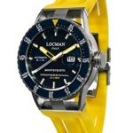 Locman Italy Men’s Montecristo Professional Stainless Steel Automatic-self-Wind Diving Watch with Rubber Strap, Yellow, 26 (Model: 051300BYBLNKSIY)