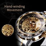 Watches, Men’s Watches Mechanical Hand-Winding Skeleton Classic Business Fashion Stainless Steel Steampunk Dress Watch Arabic Numerals Diamond Dial Wrist Watch