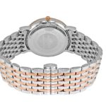 Mens Swiss Stainless Steel & Crystal Watch with 9 Column Link Bracelet-Silver & Rose Tone/Silver dial