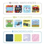 PlayZoom Kids Smartwatch – Video and Camera Selfies Music Learning Educational Fun Interactive Games Touch Screen Sports Digital Watch Birthday Gift for Kids Toddlers Boys Girls Fun Prints