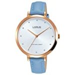Lorus Women’s Spring-Summer 17 Stainless Steel Quartz Watch with Leather Strap, Blue, 12 (Model: RG232MX9)