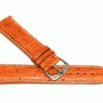 Jacques Lemans 23MM Honey Brown Genuine Ostrich Leather Skin Watch Strap Band with Silver Tone JL Initial Stainless Steel Buckle