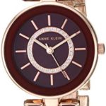 Anne Klein Women’s AK/3286BYST Swarovski Crystal Accented Rose Gold-Tone and Burgundy Watch and Bracelet Set