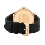 Welder Moody Black Leather 3 Hand Rose Gold-Tone Watch with Date 42mm