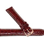Jacques Lemans 20MM Wine Red Genuine Alligator Leather Watch Strap with Rose Gold Tone JL Stainless Steel Buckle