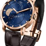 Agelocer Men’s Top Brand Genuine Blue Moon Phase Mechanical Masculine Fashion Luxury Wrist Watch 6401D2 (6404D2-Gold New)