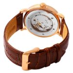 AdeeKaye AK9061 Men’s 20 Jewel Mechanical Stainless Steel & Leather Watch-Rose Tone/Salmon Dial
