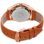 Akribos XXIV Sparkling Crystals Women’s Watch – Grooved Sparkling Bezel – On a Genuine Orange Leather Strap – AK964