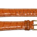 Swiss Legend 22MM Genuine Alligator Leather Watch Strap Honey Brown and Gold Tone SL Stainless Steel Buckle
