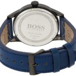 BOSS Men’s Legacy Quartz Black IP and Leather Strap Casual Watch, Color: Blue (Model: 1513684)