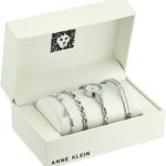 Anne Klein Women’s Swarovski Crystal Accented Silver-Tone Watch and Bracelet Set