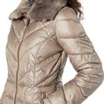 Kenneth Cole New York Women’s Zip Front Puffer with Faux Fur Collar, Thistle, Medium