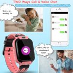 Smart Watch for Kids Girls Boys, IP67 Waterproof Kids Smartwatch w GPS Tracker, HD Touch Screen Call Alarm SOS Camera Cell Phone Watch for Children 3-14 Ages Birthday Gifts(Pink)