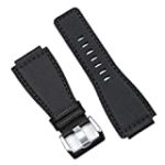B & R Bands Bell & Ross Waterproof Sport Watch Band BR01 BR03 Replacement Straps (Medium, Black Stitch)