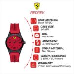 Ferrari Boy’s RedRev Quartz TR90 and Silicone Strap Casual Watch, Color: Red (Model: 860008)