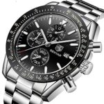 BENYAR – Wrist Watch for Men, Stainless Steel Strap Watches Quartz Movement, Waterproof Analog Chronograph Business Watches