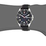Victorinox Fieldforce Stainless Steel Analog Quartz Watch with Leather Strap, Black, 20 (Model: 241846)