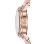 Michael Kors Women’s Stainless Steel Analog-Quartz Watch with Leather Calfskin Strap, Pink, 14 (Model: MK2683)