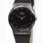 Boccia B3202-02 Ladies Titanium Black Leather Strap Watch